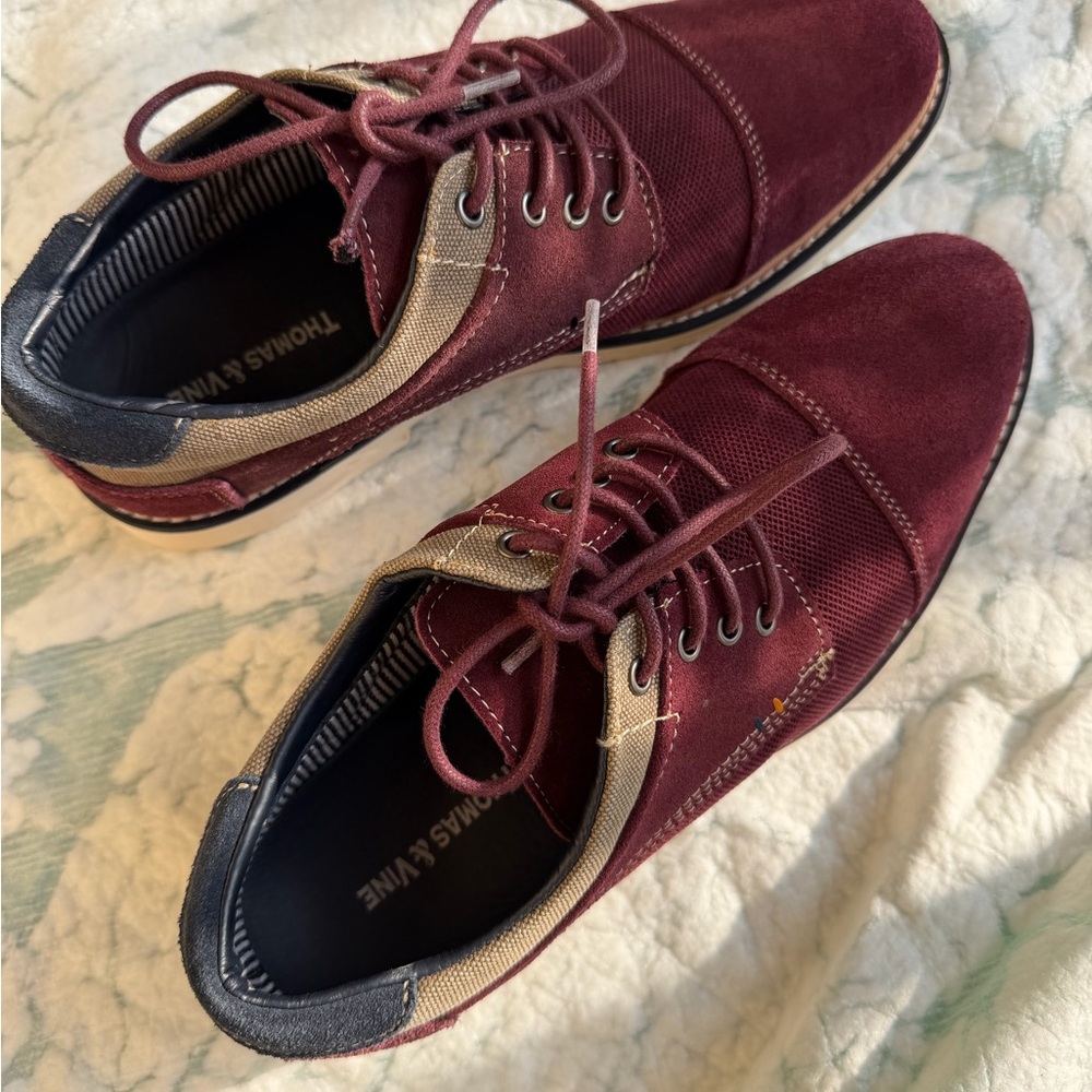 Thomas and Vine Men’s Kingston Burgundy Size 8.5 Derby Dress Shoes
